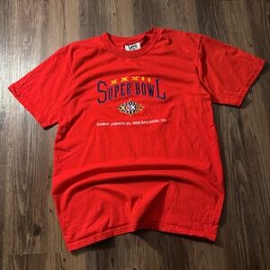 Vintage‎ Lee Sport Super Bowl XXXII T Shirt Mens Medium Red 1998 San Diego